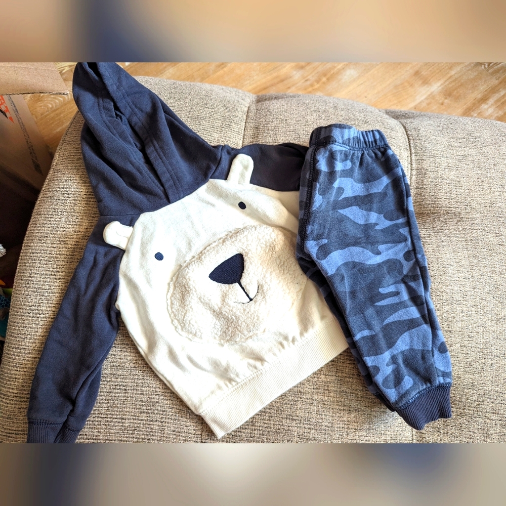 Carter's Polar Bear & Camo Fleece Set 12M
